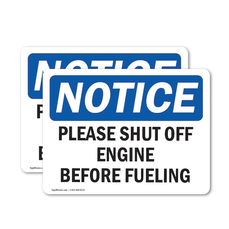 Signmission Please Shut Off Engine Before Fueling, 5 in W x Rectangle, Vinyl Decal OS-2PACK-NS-D-35-L-17587